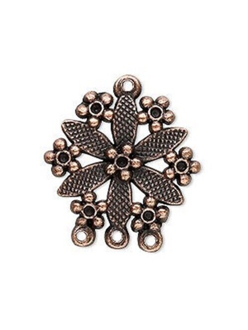Antiqued Copper Steampunk Victorian Flower Earring Findings Pendants 2 pcs